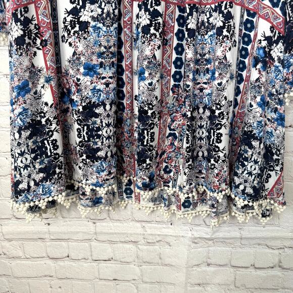 Umgee Wms M Multicolored Floral Geometric Trapeze Mini Dress Boho Hippie - Picture 7 of 9